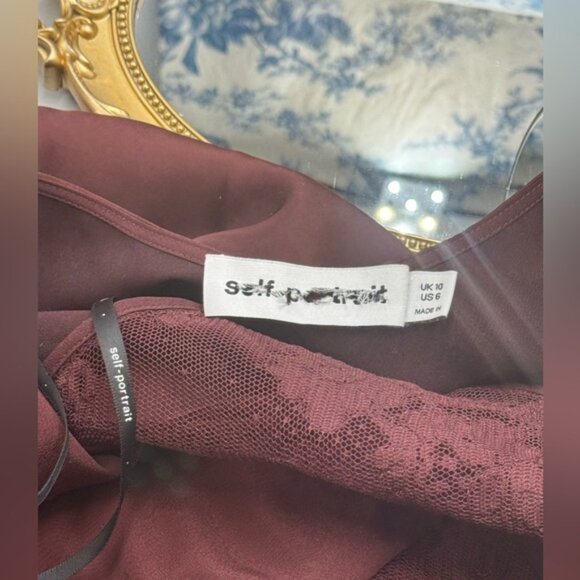 🆕 SELF PORTRAIT 🧿 NWOT Brown Satin Maxi Dress, Sz UK 10 / US 6 - Picture 13 of 16